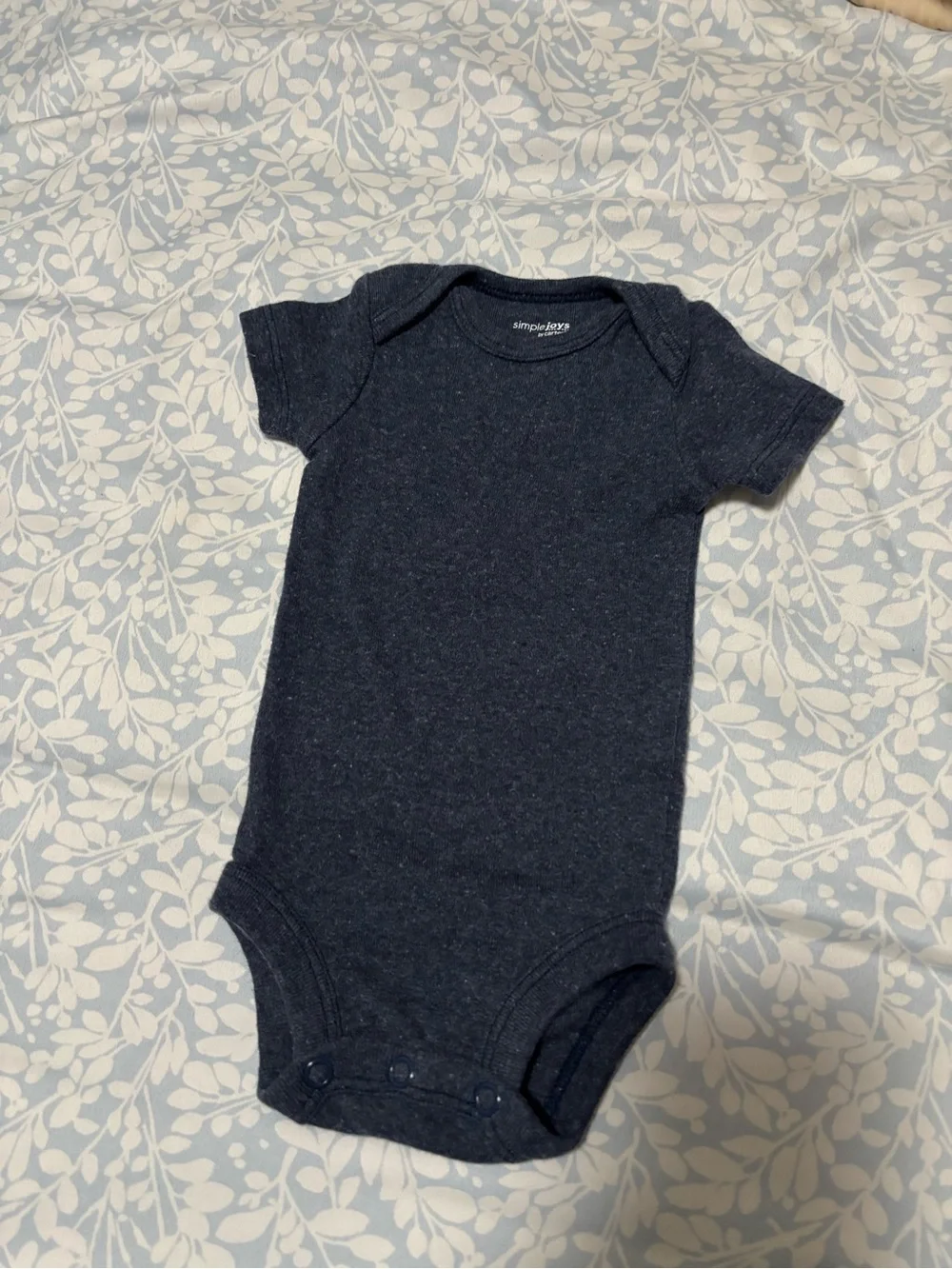 Carter's Dark Navy Heather Short-Sleeve Baby Bodysuit
